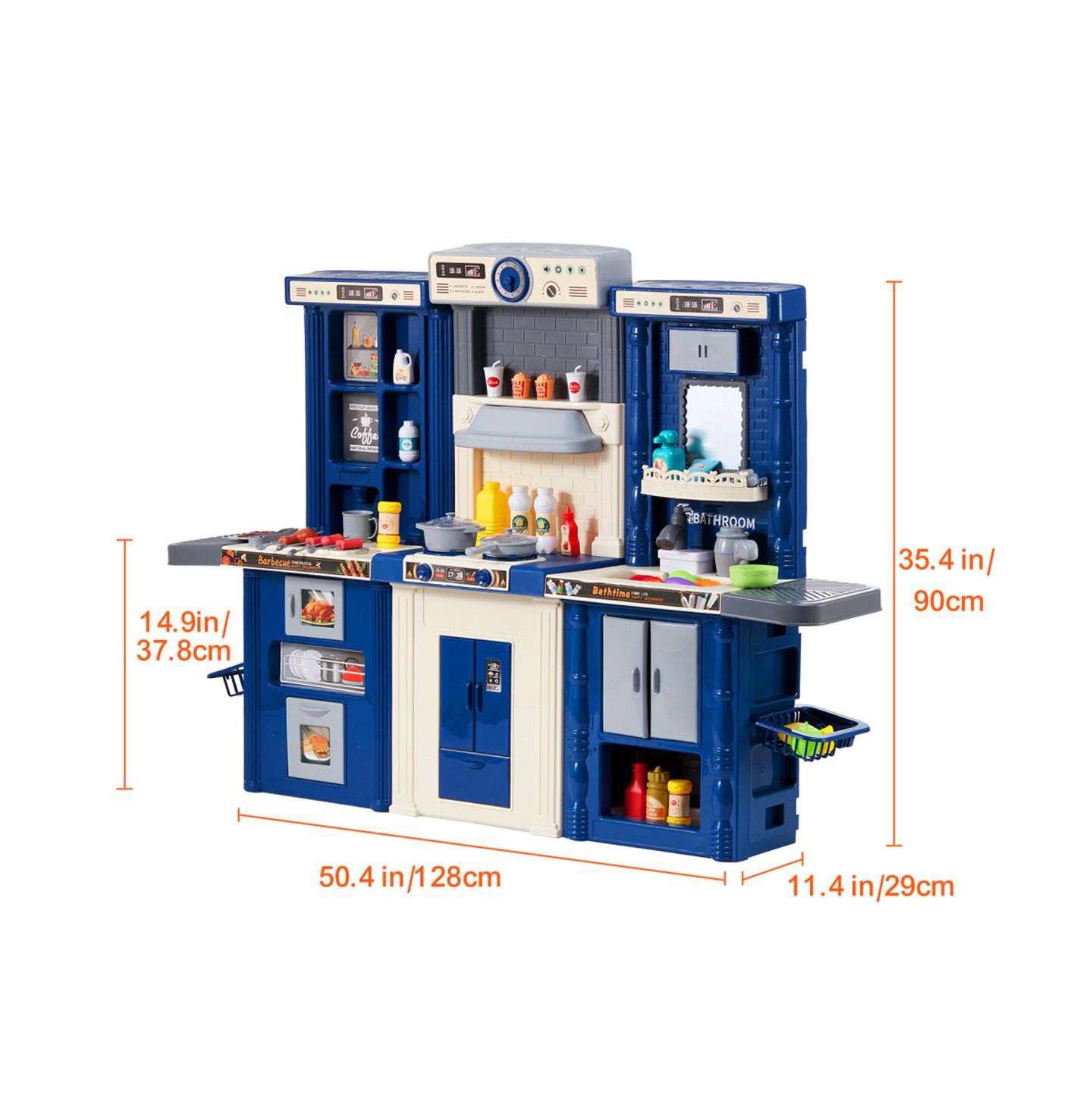 Детский игровой набор YOBTOP 3-in-1 Kids Kitchen Playset with 74 Accessories, Ages 3+, цвет: Синий — фото 6