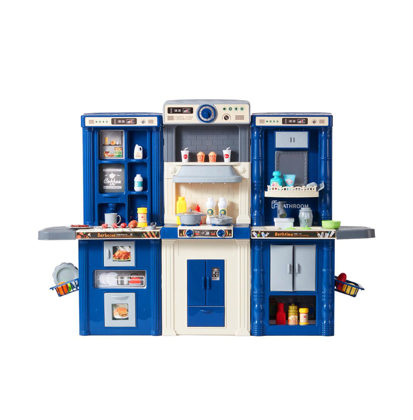 Детский игровой набор YOBTOP 3-in-1 Kids Kitchen Playset with 74 Accessories, Ages 3+, цвет: Синий — фото 1