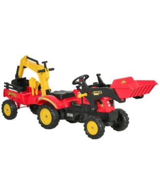 3-in-1 Kids Ride On Excavator Bulldozer Pedal Car Ride-On Toy, 77 lbs Capacity, Ages 3+