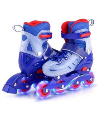 Kids Inline Skates with Push-Button 4-Size Expansion and Illuminating Wheels Ages 7-9