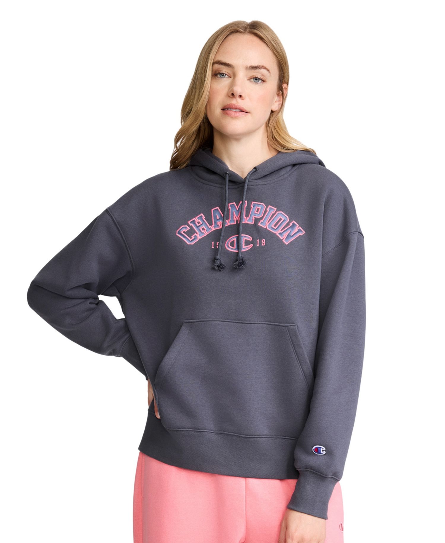 Women's Fleece Long-Sleeve Satin Applique Hoodie