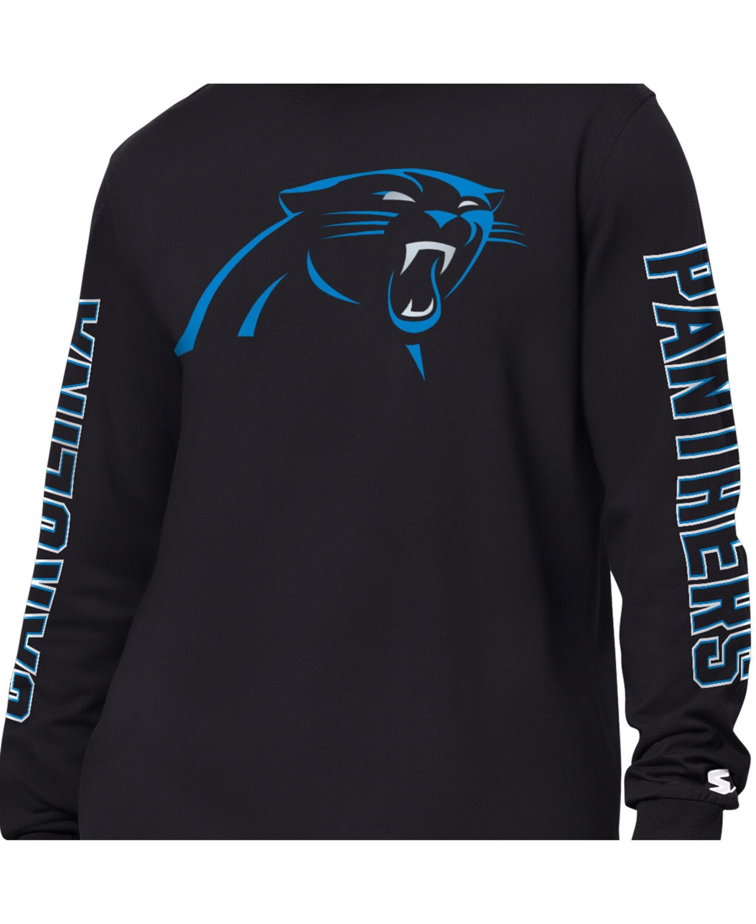 Men's Black Carolina Panthers Clutch Hit II Long-Sleeve T-Shirt