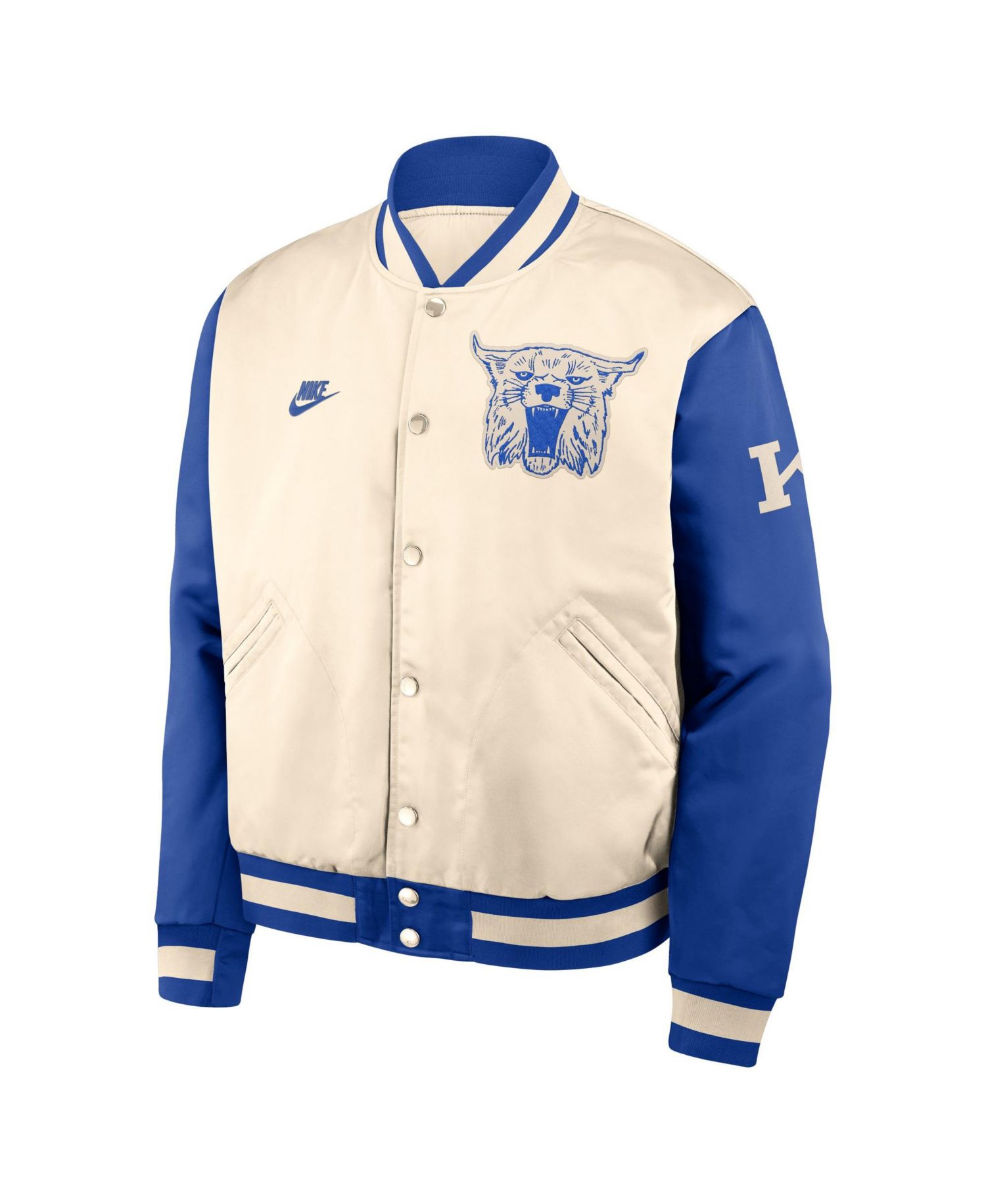 Men's Natural/Royal Kentucky Wildcats Legacy Full-Snap Bomber Jacket