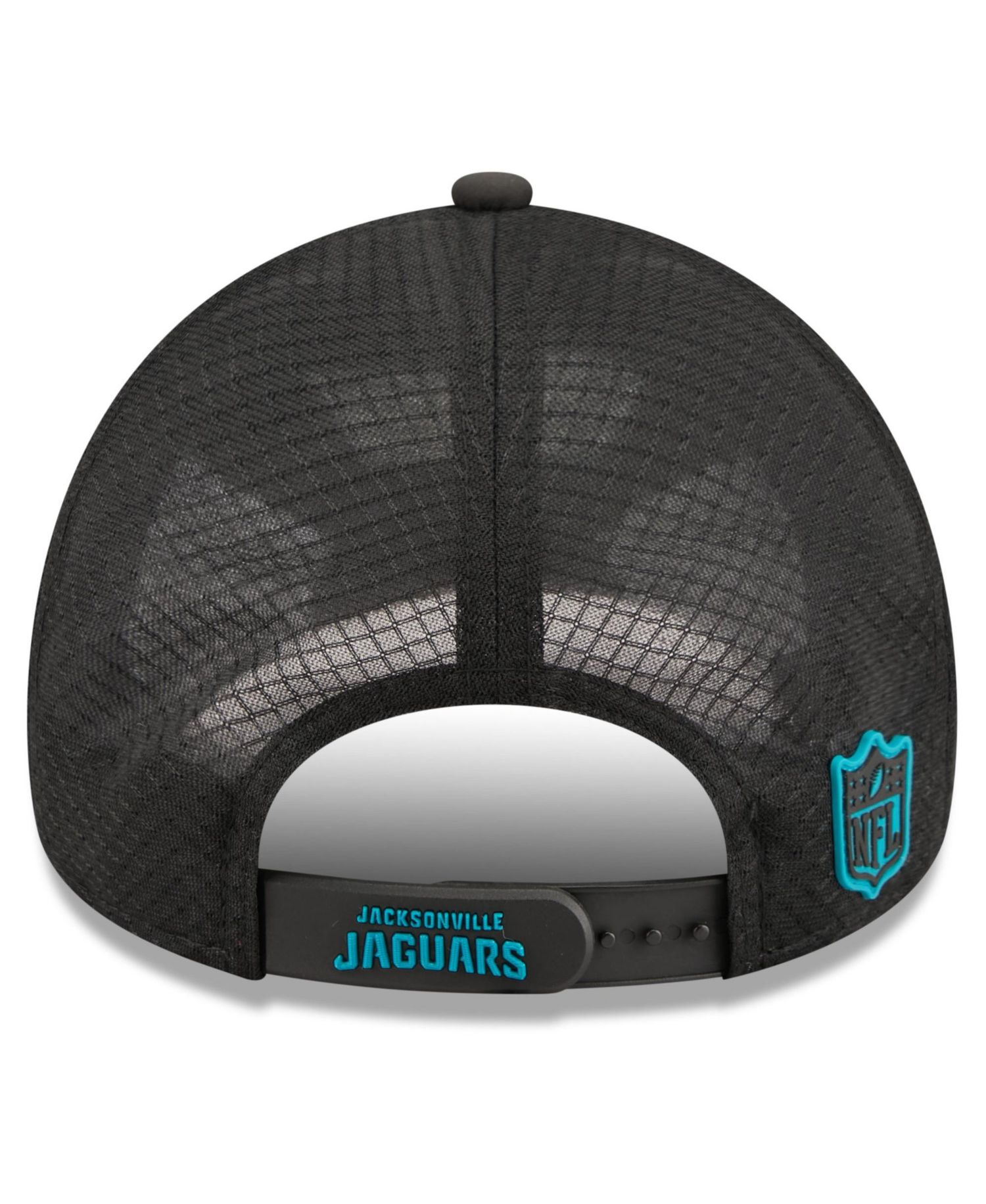 Men's Black Jacksonville Jaguars 2026 Sideline Apex 9FORTY Adjustable Trucker Hat