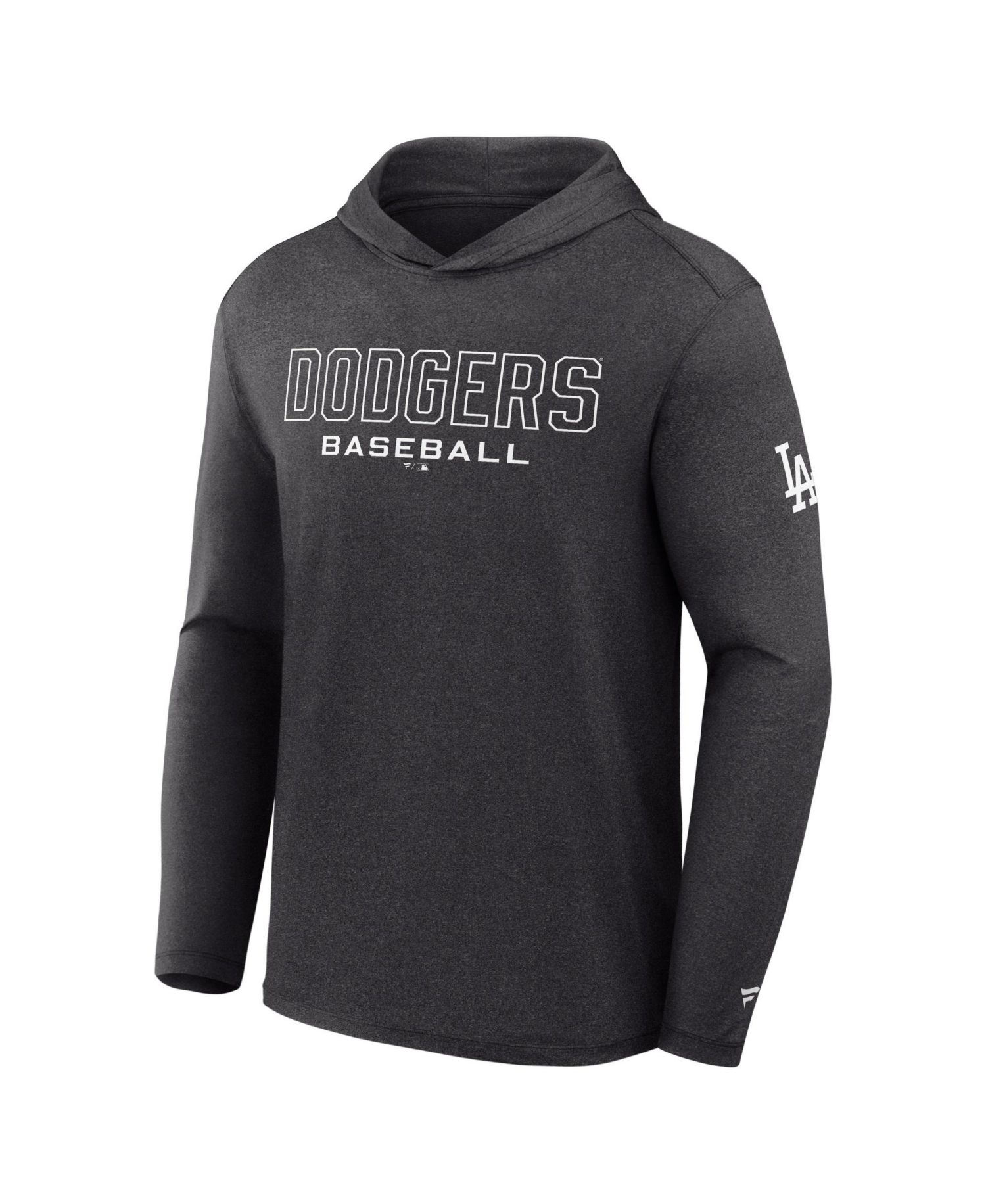 Men's Charcoal Los Angeles Dodgers Clutch Long Sleeve Hooded T-Shirt