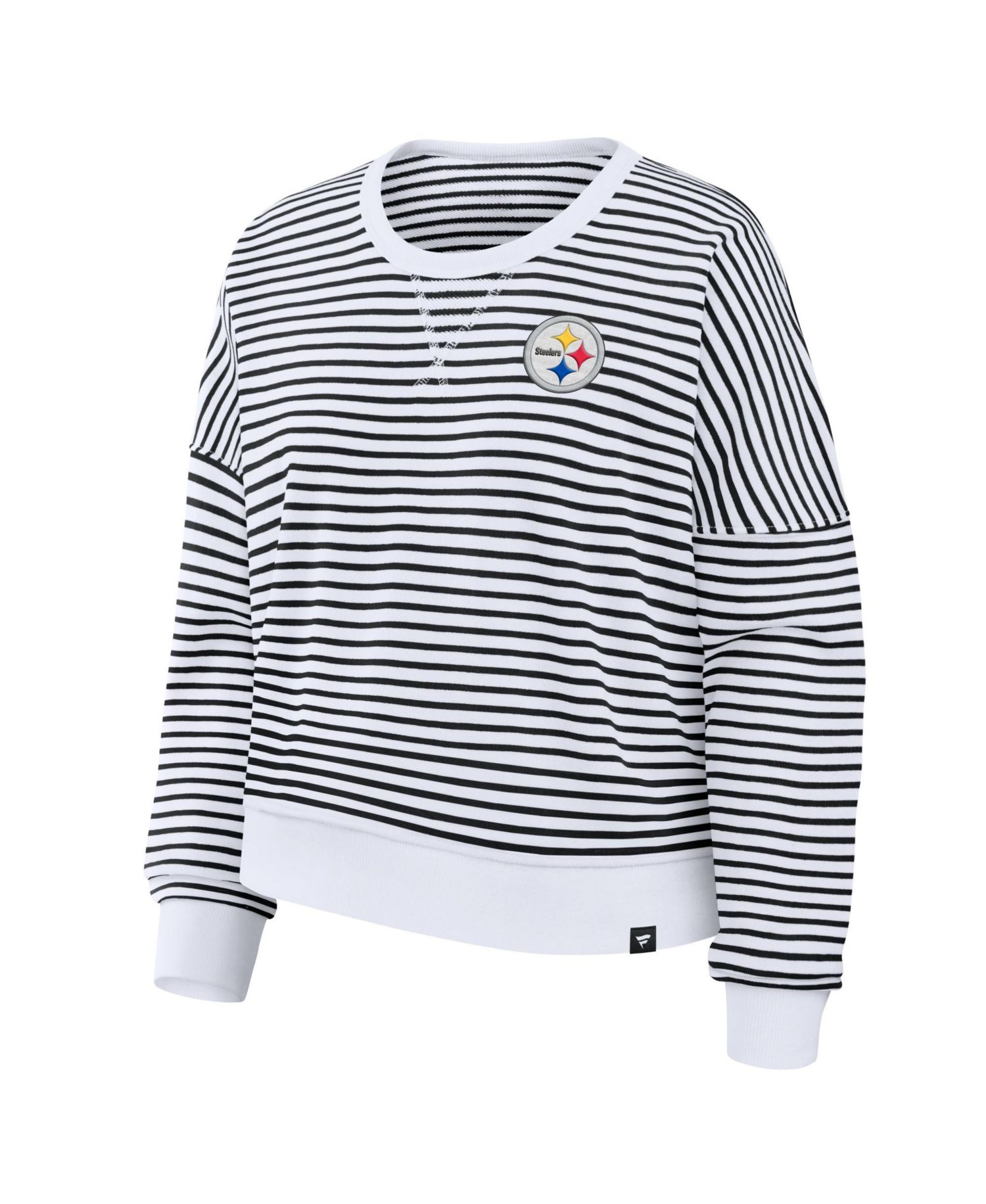 Women's White/Black Pittsburgh ST-Shirtlers Striped Oversized French Terry Sweatshirt