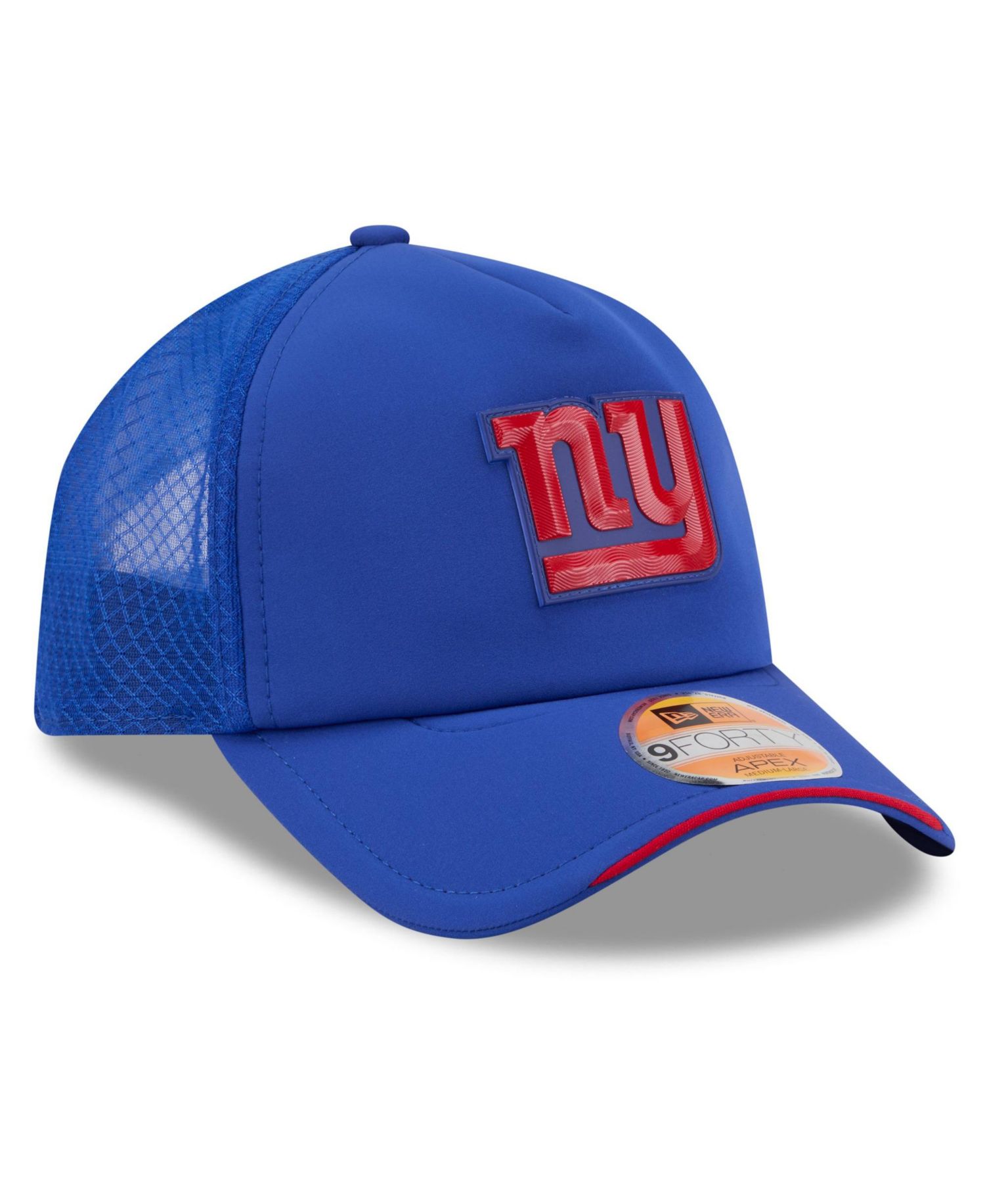 Men's Royal New York Giants 2026 Sideline Apex 9FORTY Adjustable Trucker Hat