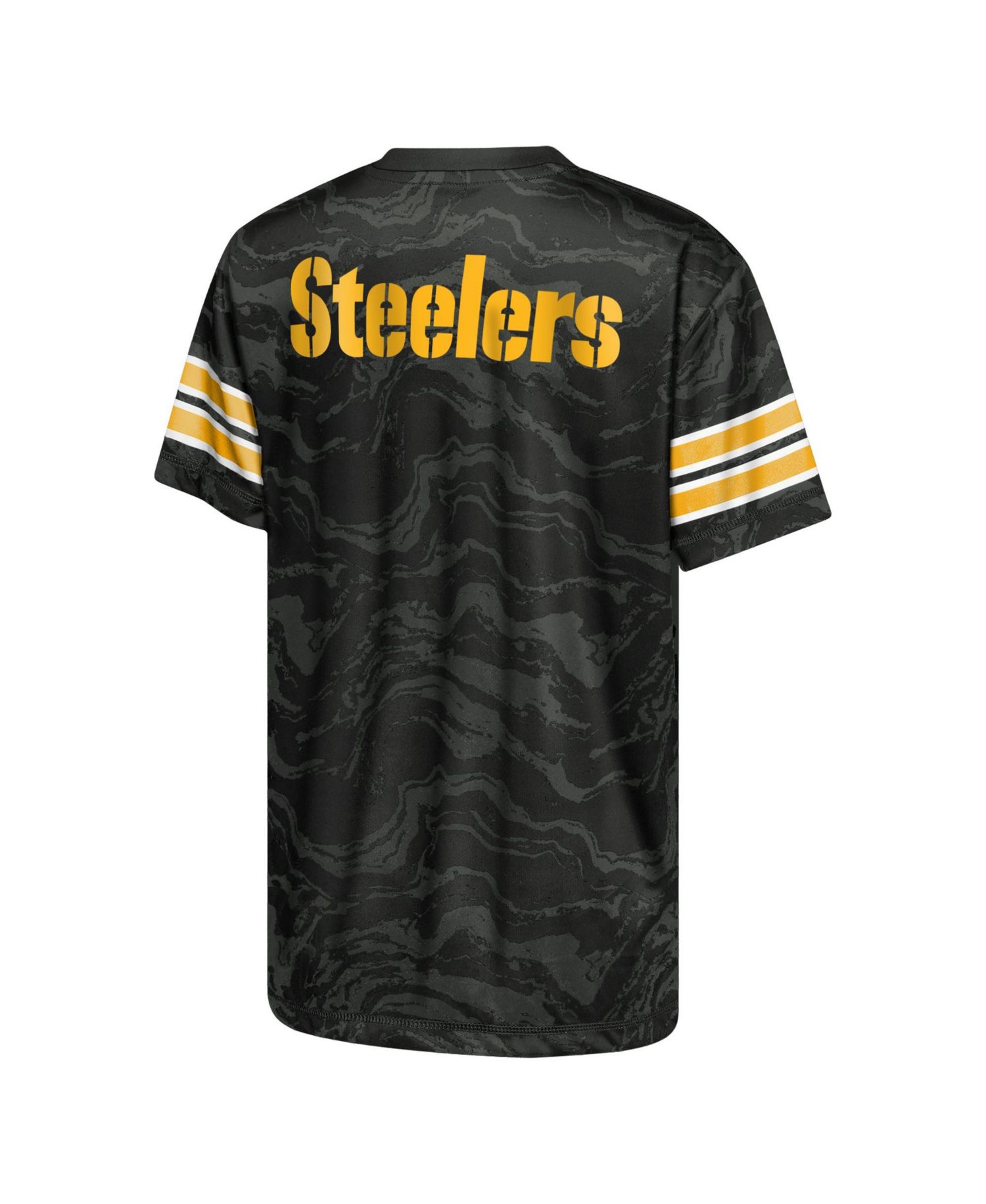 Big Boys and Girls Black Pittsburgh Steelers Slant Route Performance T-Shirt