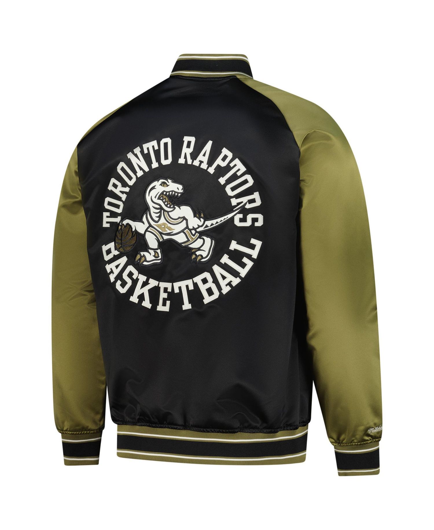 Men's Olive/Black Toronto Raptors Clutch Satin Raglan Full-Snap Jacket