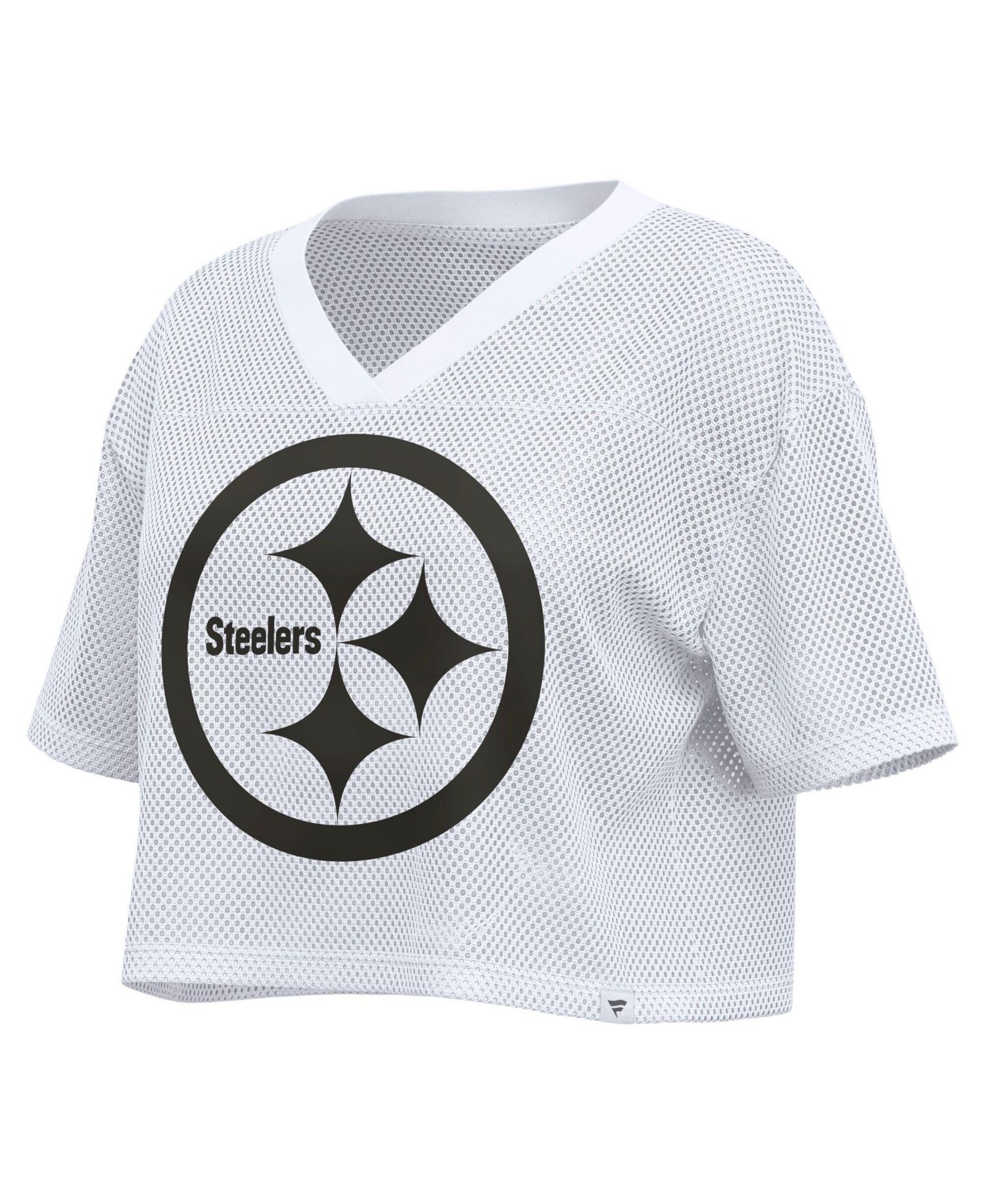 Women's White Pittsburgh ST-Shirtlers Oversized Mesh Cropped V-Neck Jersey