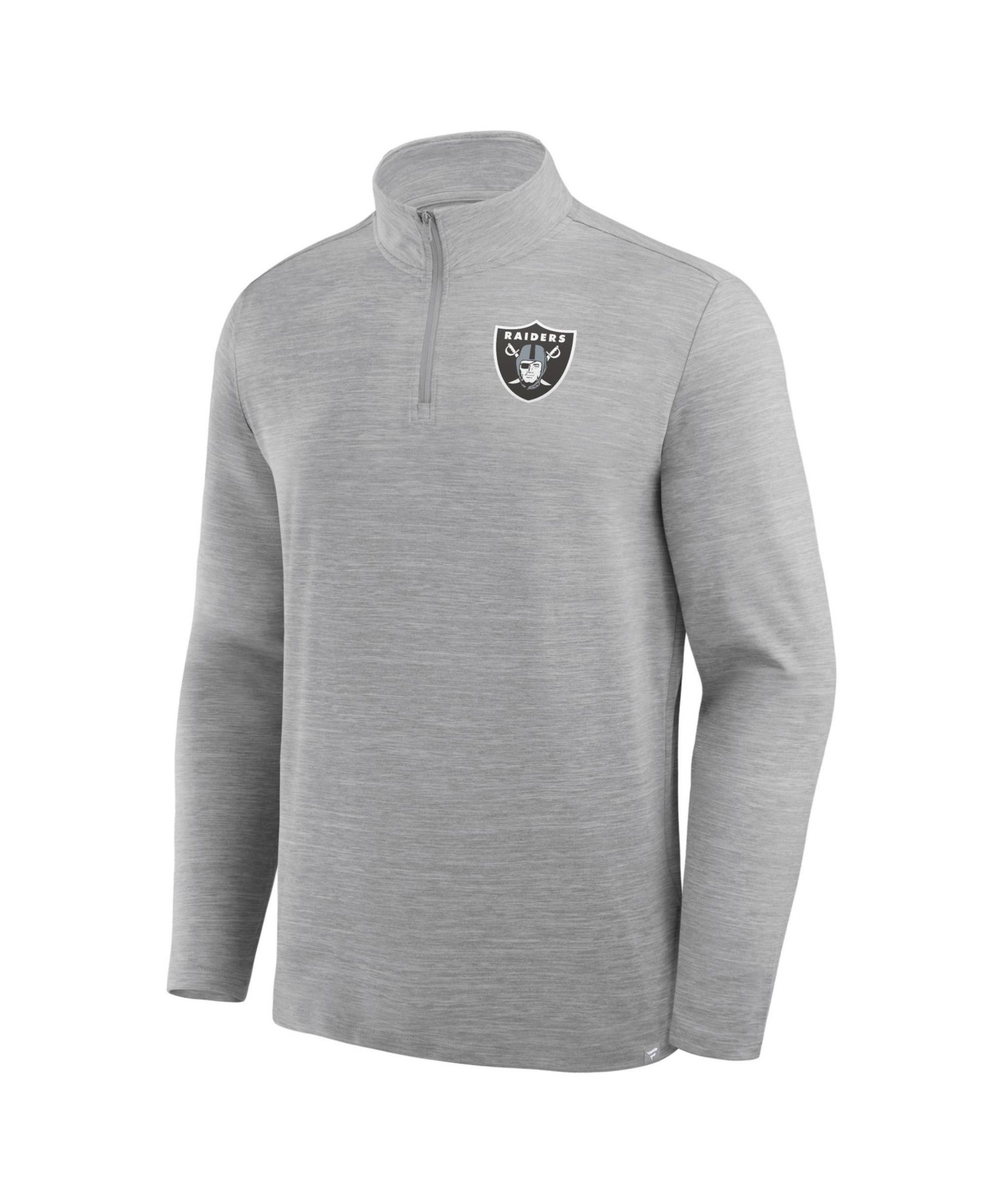 Men's Heather Gray Las Vegas Raiders Clutch Quarter-Zip Pullover Sweatshirt