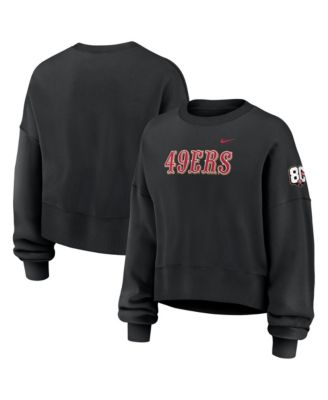 Women's Black San Francisco 49ers 80th Anniversary Phoenix Oversized Tri-Blend Sweatshirt