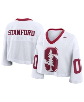 Women's White Stanford Cardinal Oversized Logo Cropped Fashion Jersey