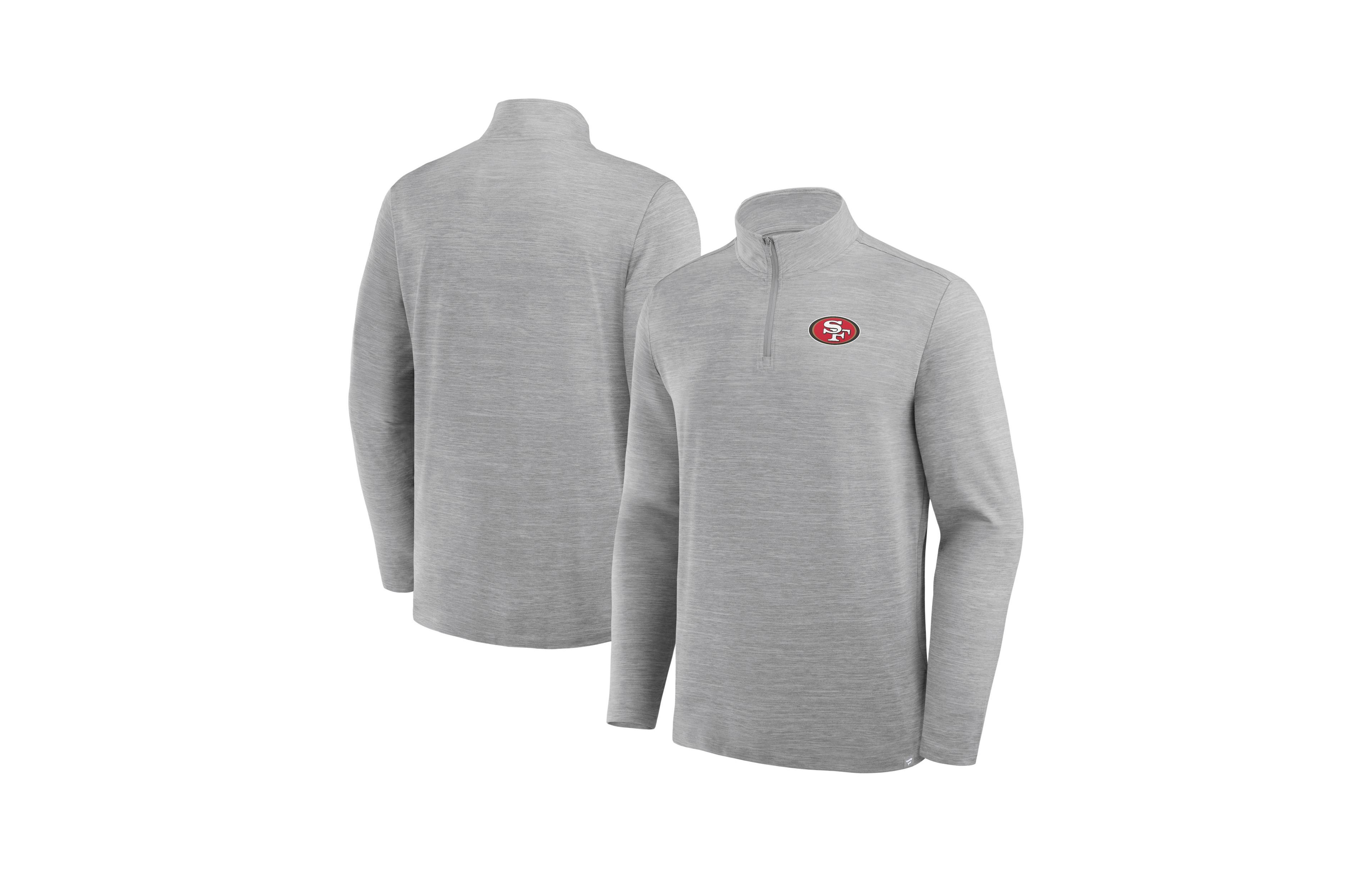 Fanatics Men's Heather Gray San Francisco 49ers Clutch Quarter-Zip Pullover Sweatshirt