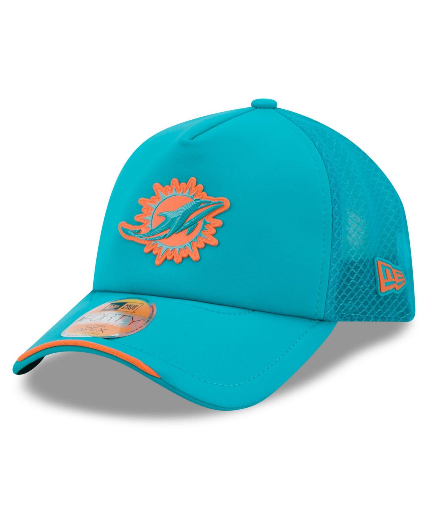 Men's Aqua Miami Dolphins 2026 Sideline Apex 9FORTY Adjustable Trucker Hat