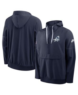 Men's Navy Dallas Cowboys Sideline Broken Rules Alternate Anorak Half-Zip Hoodie