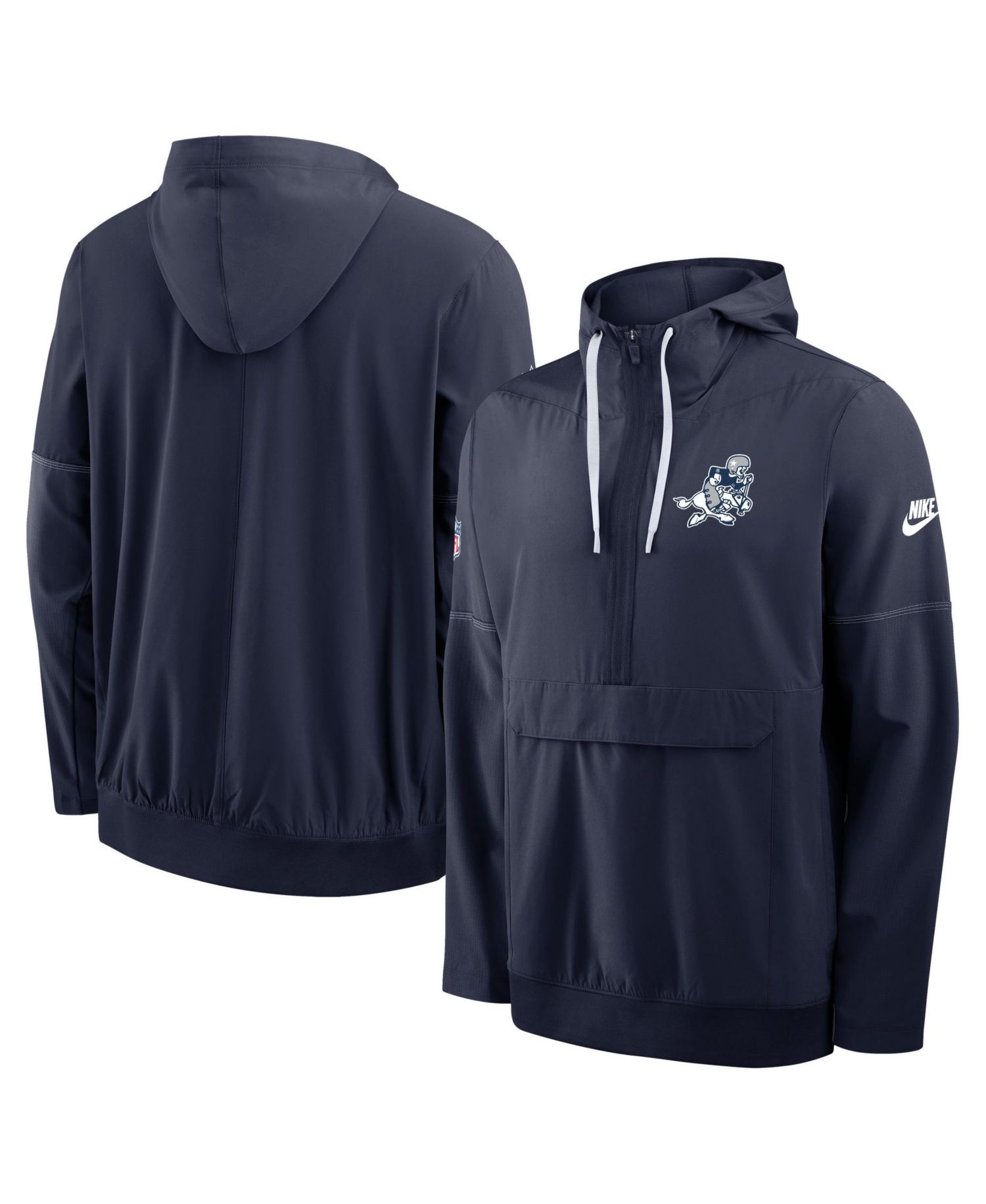 Men's Navy Dallas Cowboys Sideline Broken Rules Alternate Anorak Half-Zip Hoodie