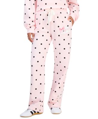 Juniors' Diet Coke Wide-Leg Polka-Dot Drawstring Sweatpants