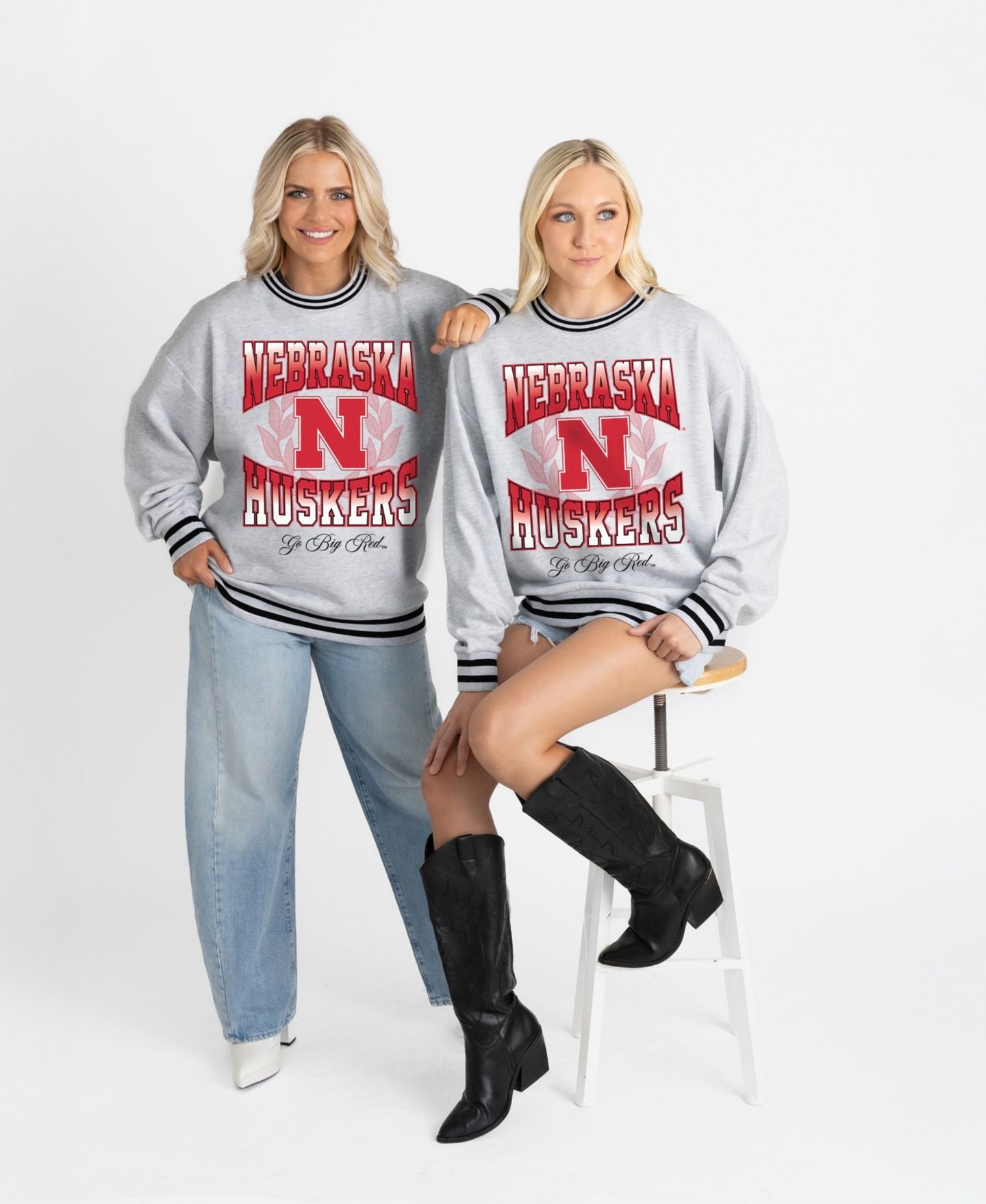 Женская толстовка Gameday Couture Ash Nebraska Huskers Oversized Fade Route Ringer Stripe — фото 2