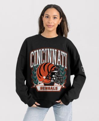 Women's Black Cincinnati Bengals Oversized Victory Lane Black Label Premium Fleece Sweatshirt