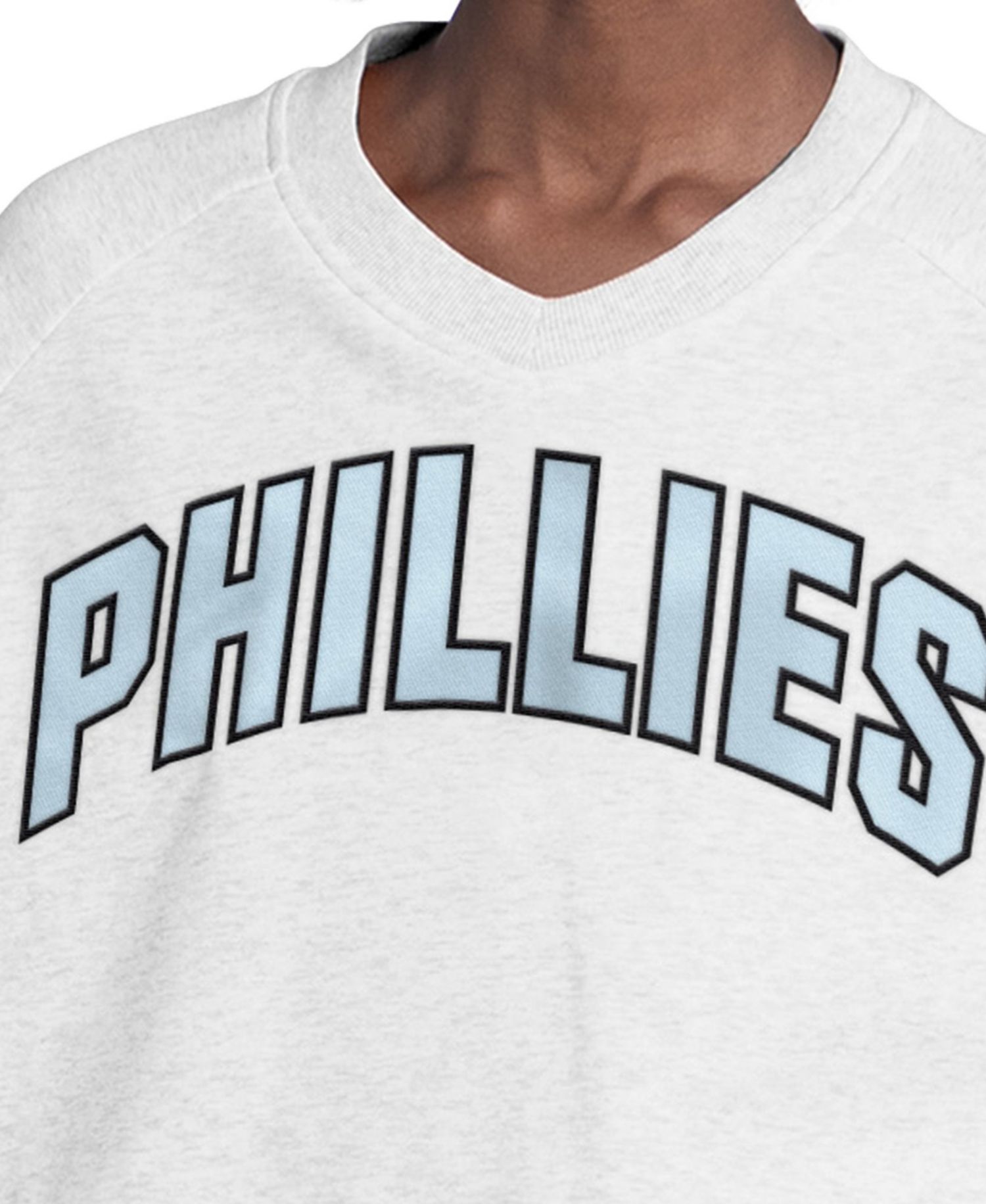 Women's Gray Philadelphia Phillies Show Up Fashion Cropped V-Neck Sweatshirt