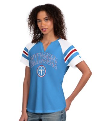 Women's Light Blue Tennessee Titans Game On Notch Neck Raglan T-Shirt