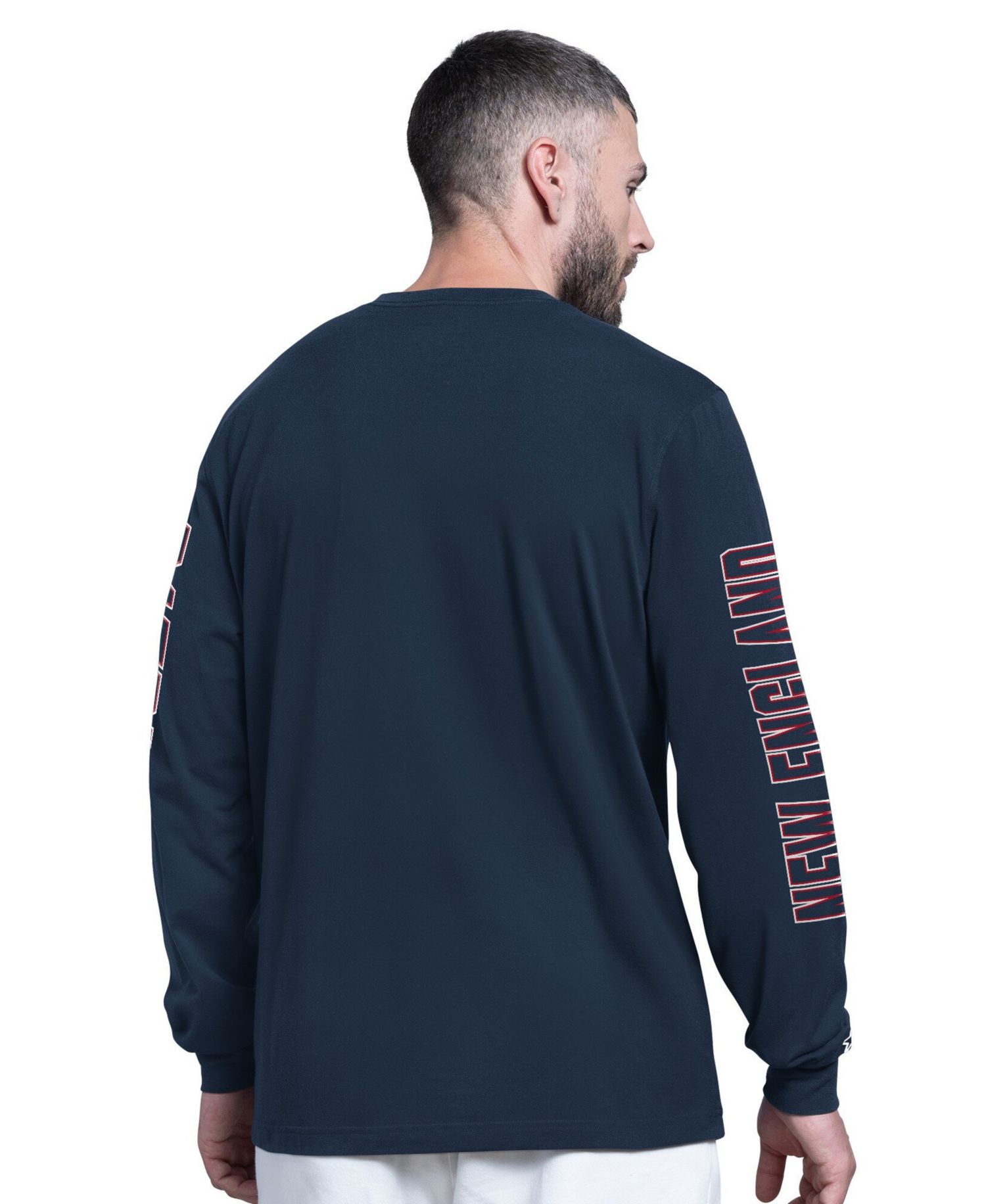 Men's Navy New England Patriots Clutch Hit II Long-Sleeve T-Shirt