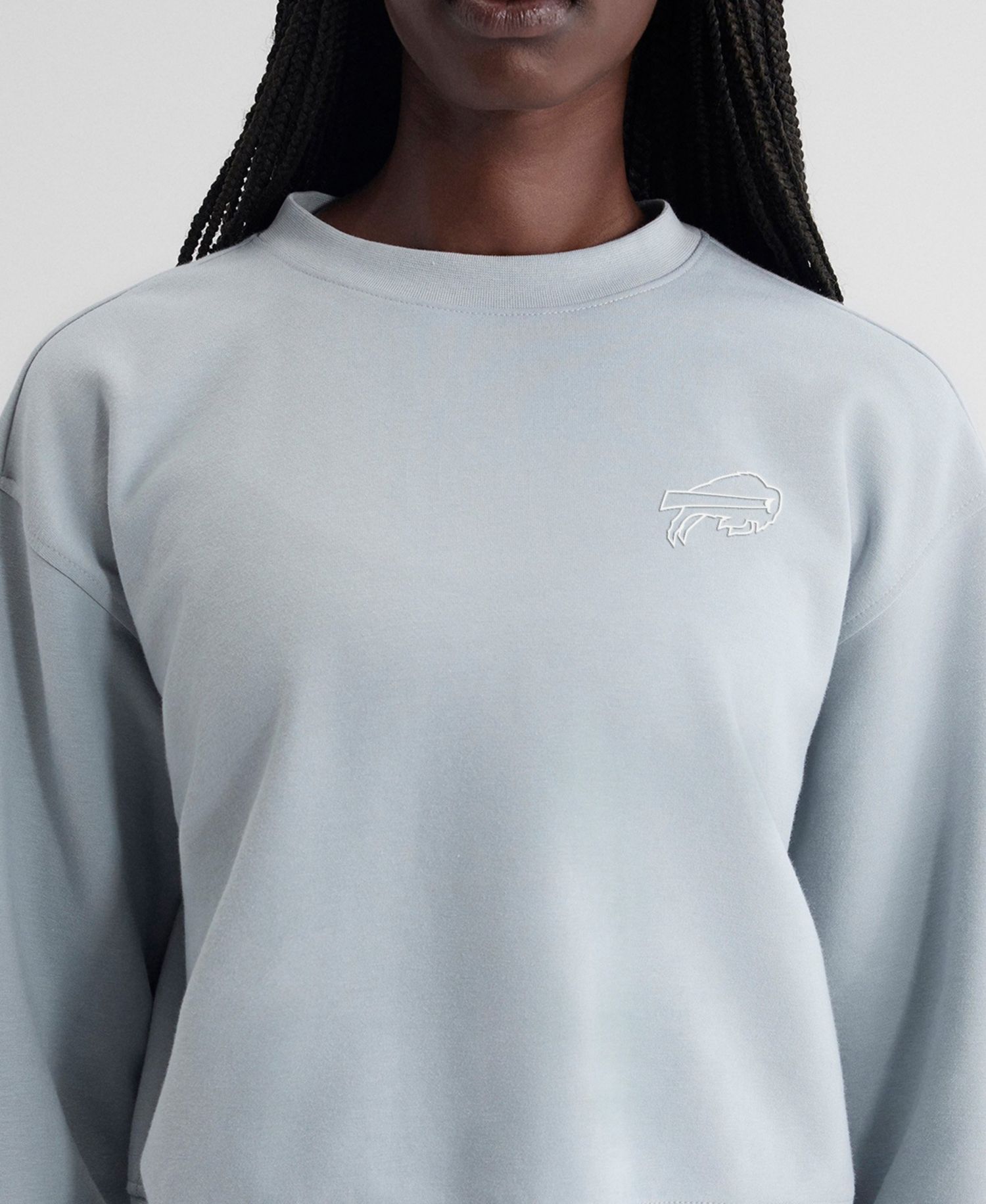 Women's Blue Buffalo Bills Oversized Clutch Tri-Blend Sweatshirt