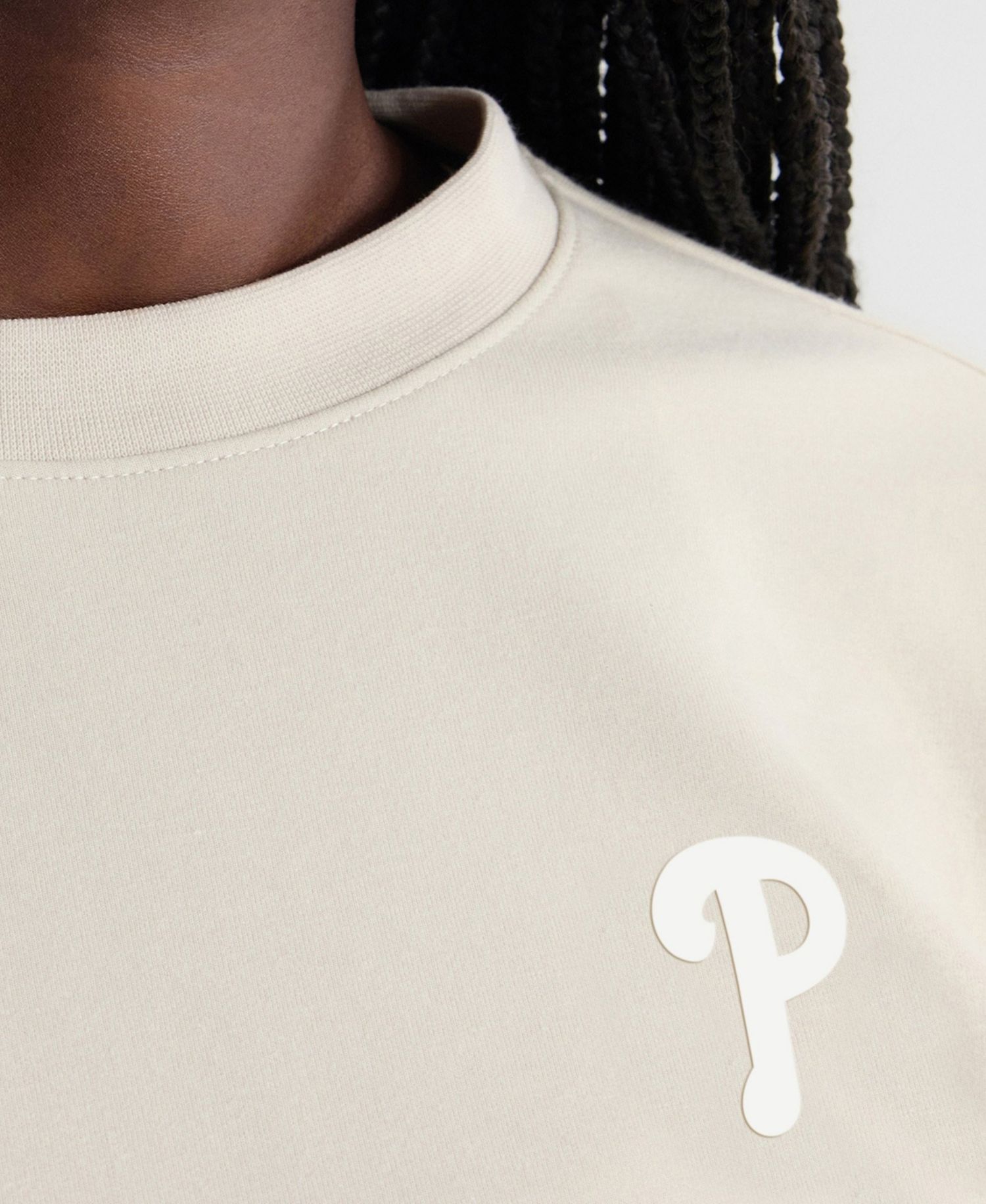 Women's Beige Philadelphia Phillies Oversized Clutch Tri-Blend Sweatshirt