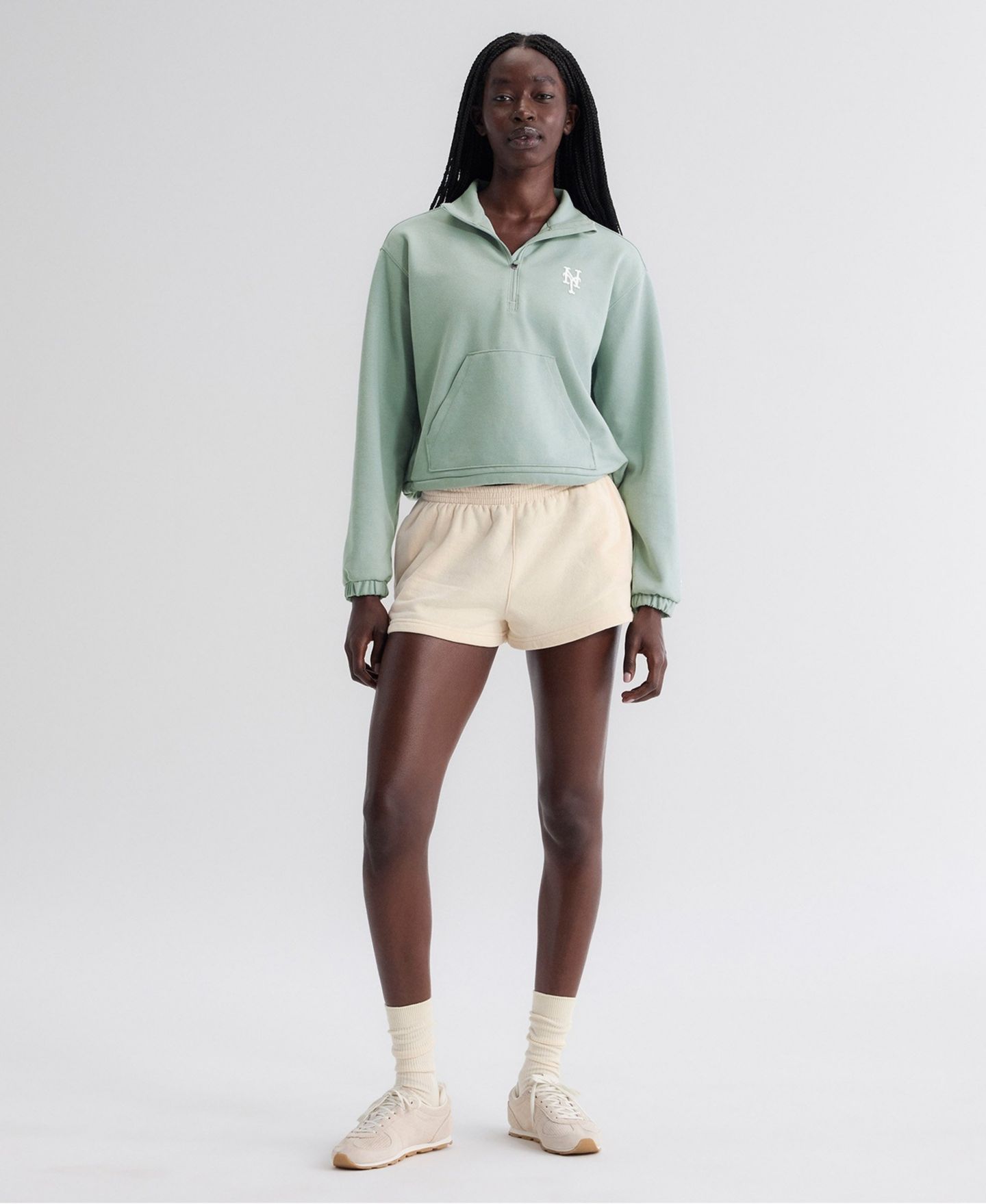 Женская толстовка Fanatics Sage Green New York Mets Oversized Clutch Tri-Blend Half-Zip Pullover — фото 6