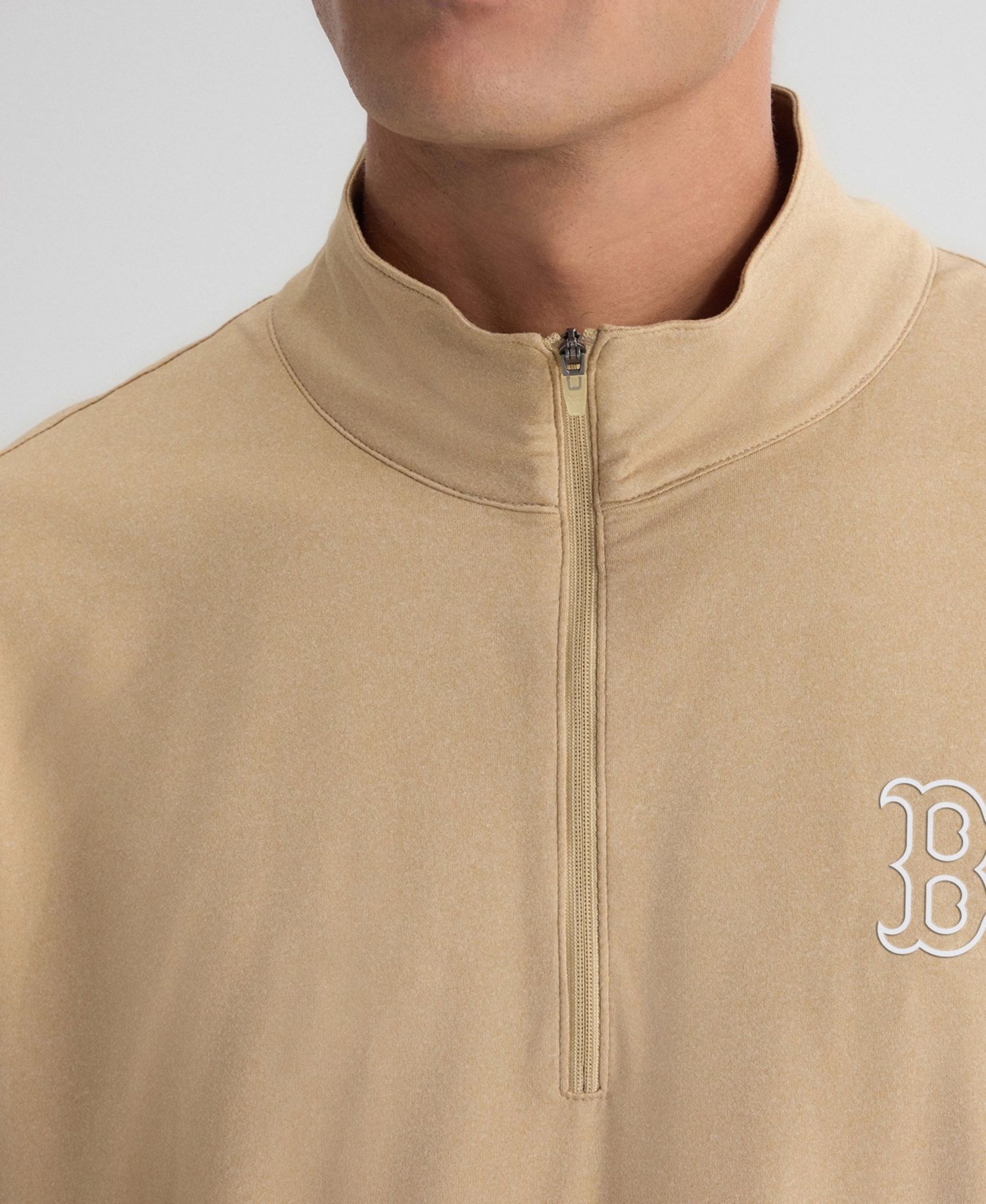 Men's Khaki Boston Red Sox Clutch Quarter-Zip Pullover Sweatshirt