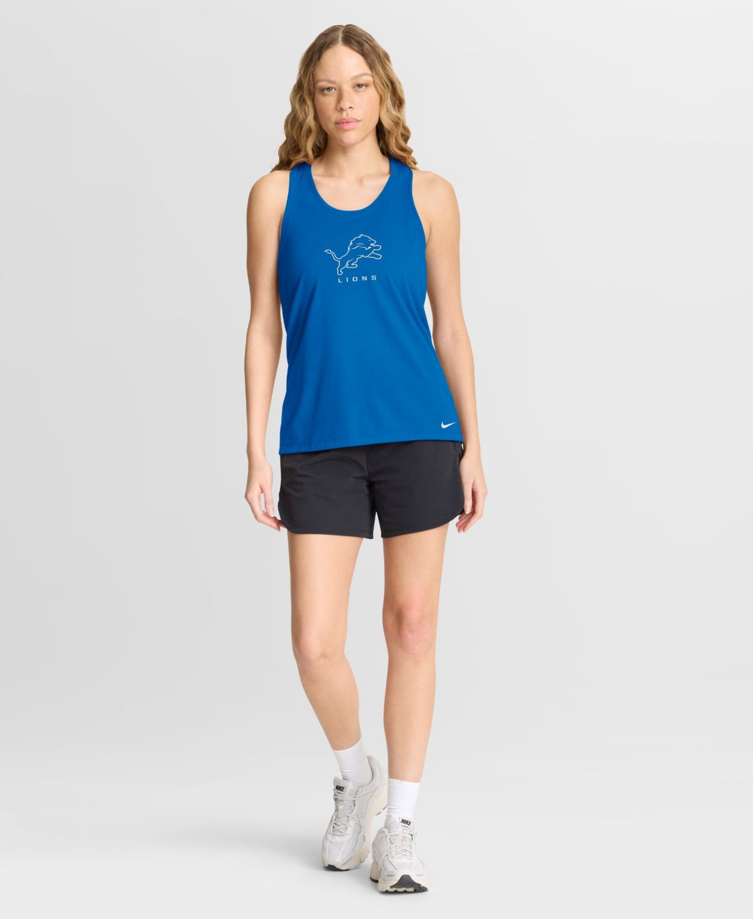 Women's Blue Detroit Lions Hurry Up Tri-Blend Dri-FIT Tank Top