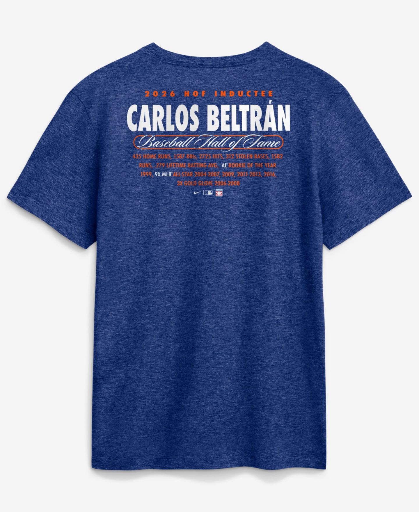 Мужская футболка Nike Carlos Beltran Royal New York Mets 2026 Hall of Fame Stats Name Number — фото 2