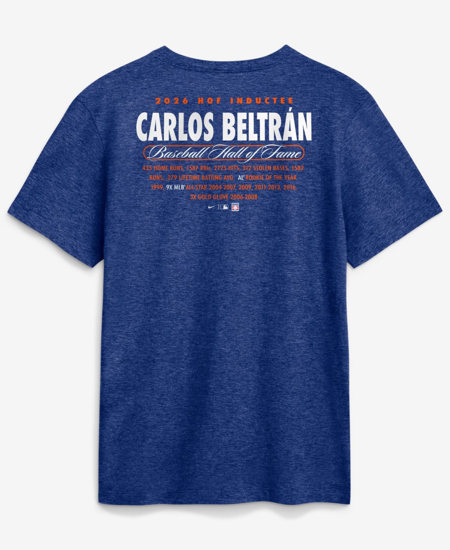 Men's Carlos Beltran Royal New York Mets 2026 Hall of Fame Stats Name Number T-Shirt