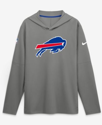 Men's Gray Buffalo Bills Tall Sideline Place Kicker Alternate Lightweight HoodedLong sleeves Dri-FIT Top
