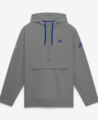 Men's Gray Buffalo Bills Sideline Broken Rules Alternate Anorak Half-Zip Hoodie