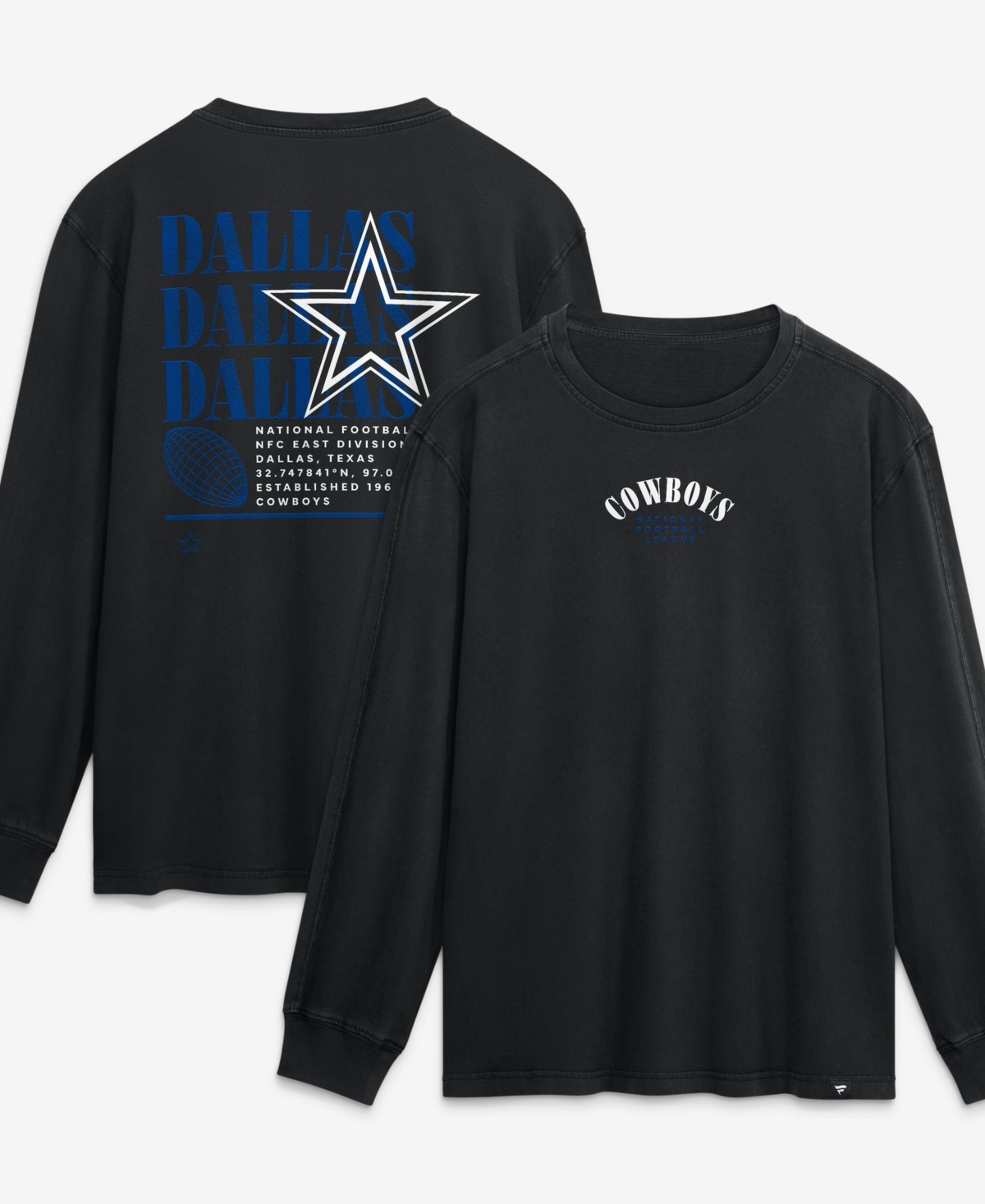 Fanatics Men's Black Dallas Cowboys Relaxed Fullback DriveLong sleeves Fashion Top - Black