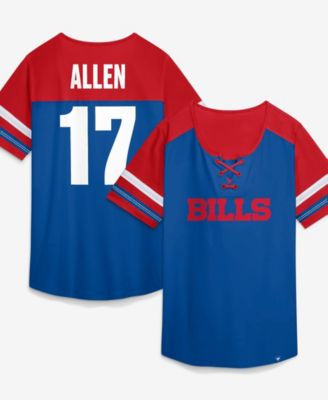 Women's Josh Allen&nbsp;Royal Buffalo Bills Curl Route Athena Lace-Up Name Number Shirt