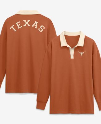 Women's Orange Texas Longhorns Oversized Essential Dri-FITLong sleeves V-Neck Polo Shirt