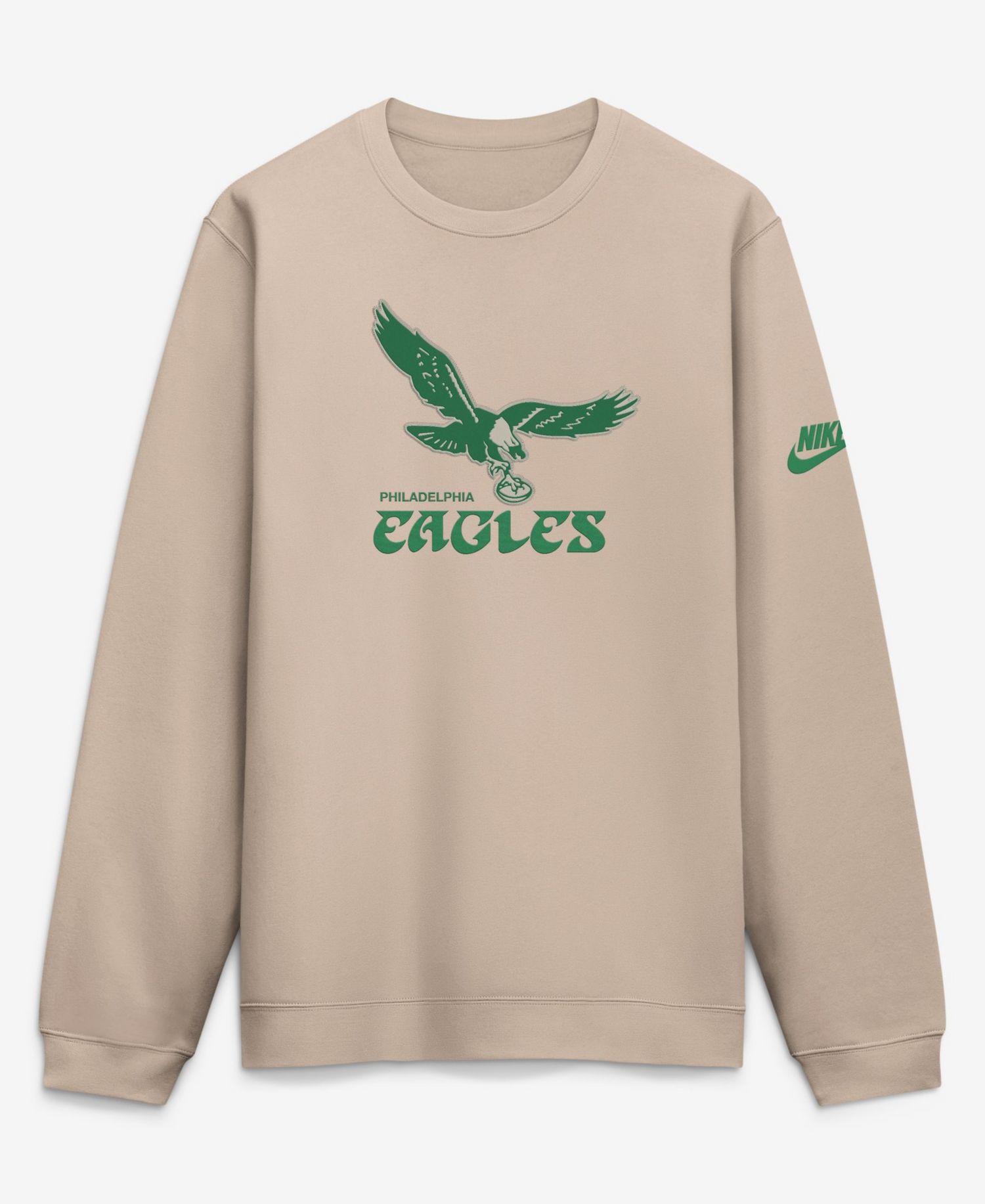 Men's Sand Philadelphia Eagles I-Formation Rewind Club Crew Sweatshirt