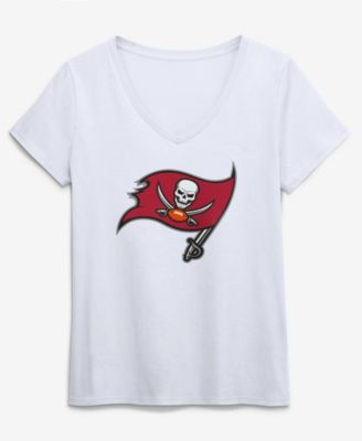 Women's White Tampa Bay Buccaneers Primary Logo V-Neck T-Shirt