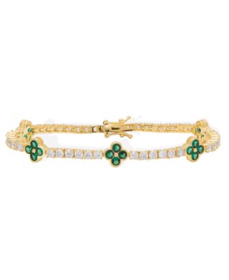 Simulated Emerald and Cubic Zirconia Clover Bracelet