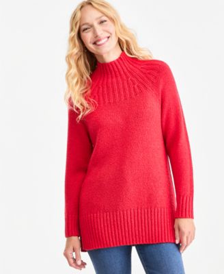 Women's Mock Neck Long-Sleeve Tunic Sweater