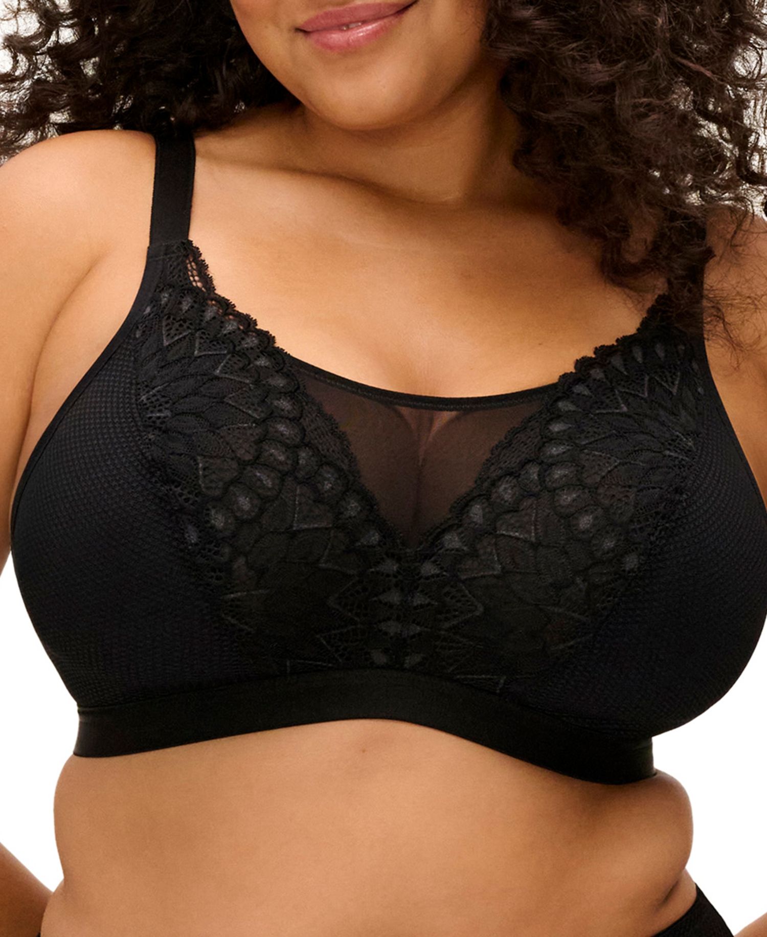 Plus Size Tiernie Wireless Unlined Lace Bralette, EL303317