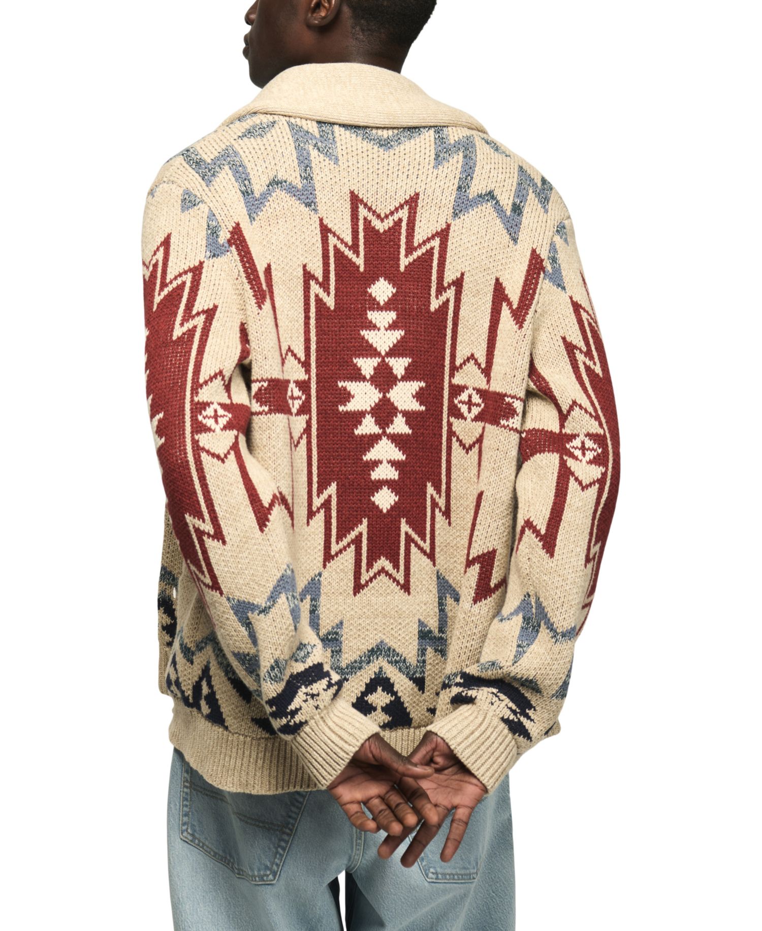 Men's Southwestern Shawl Collar Cardigan Regular-Fit Sweater
