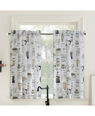 Java Joy Cotton Blend Semi-Sheer Rod Pocket Kitchen Curtain Tier Pair