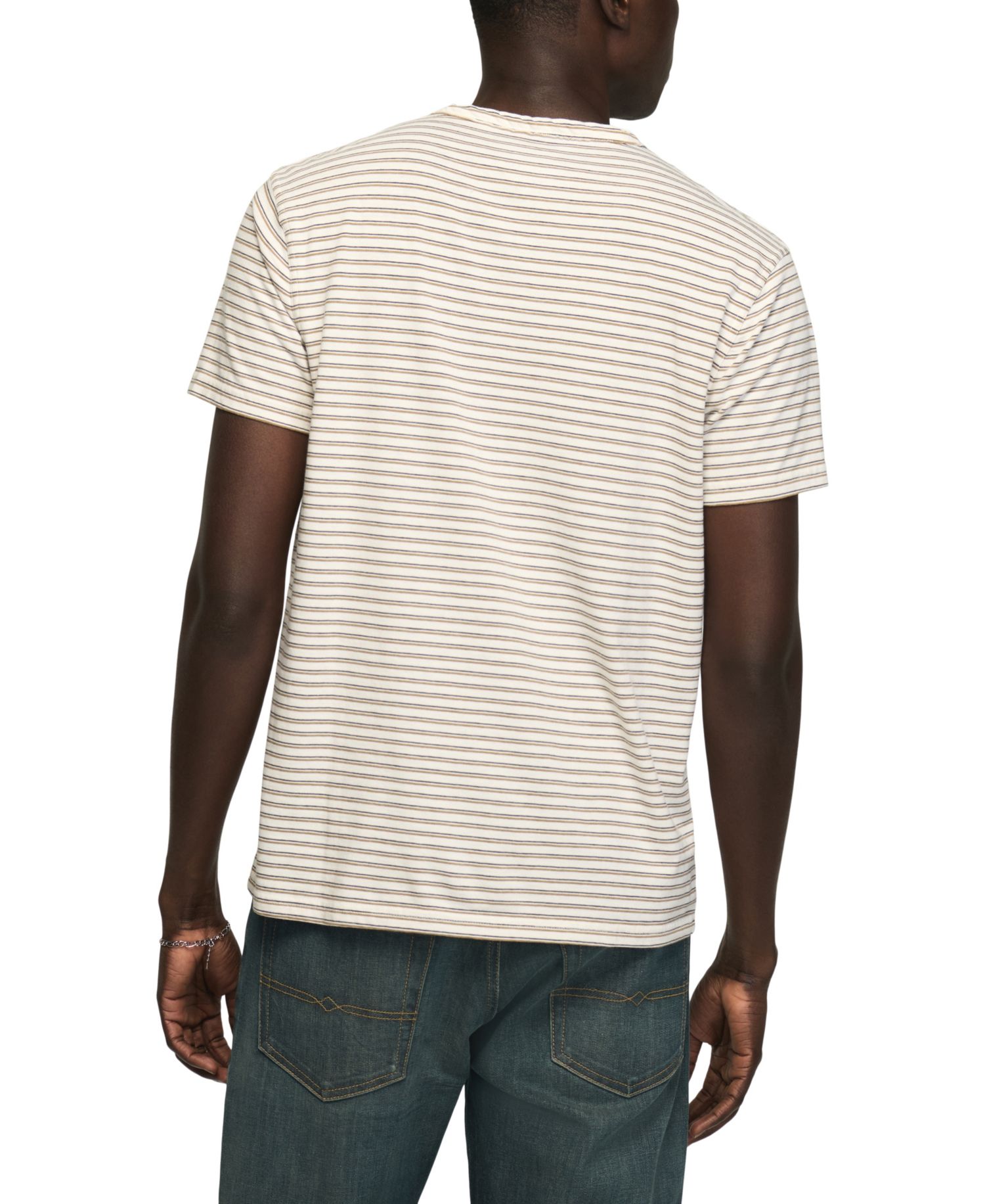 Men's Striped Venice Burnout Notch Neck T-Shirt