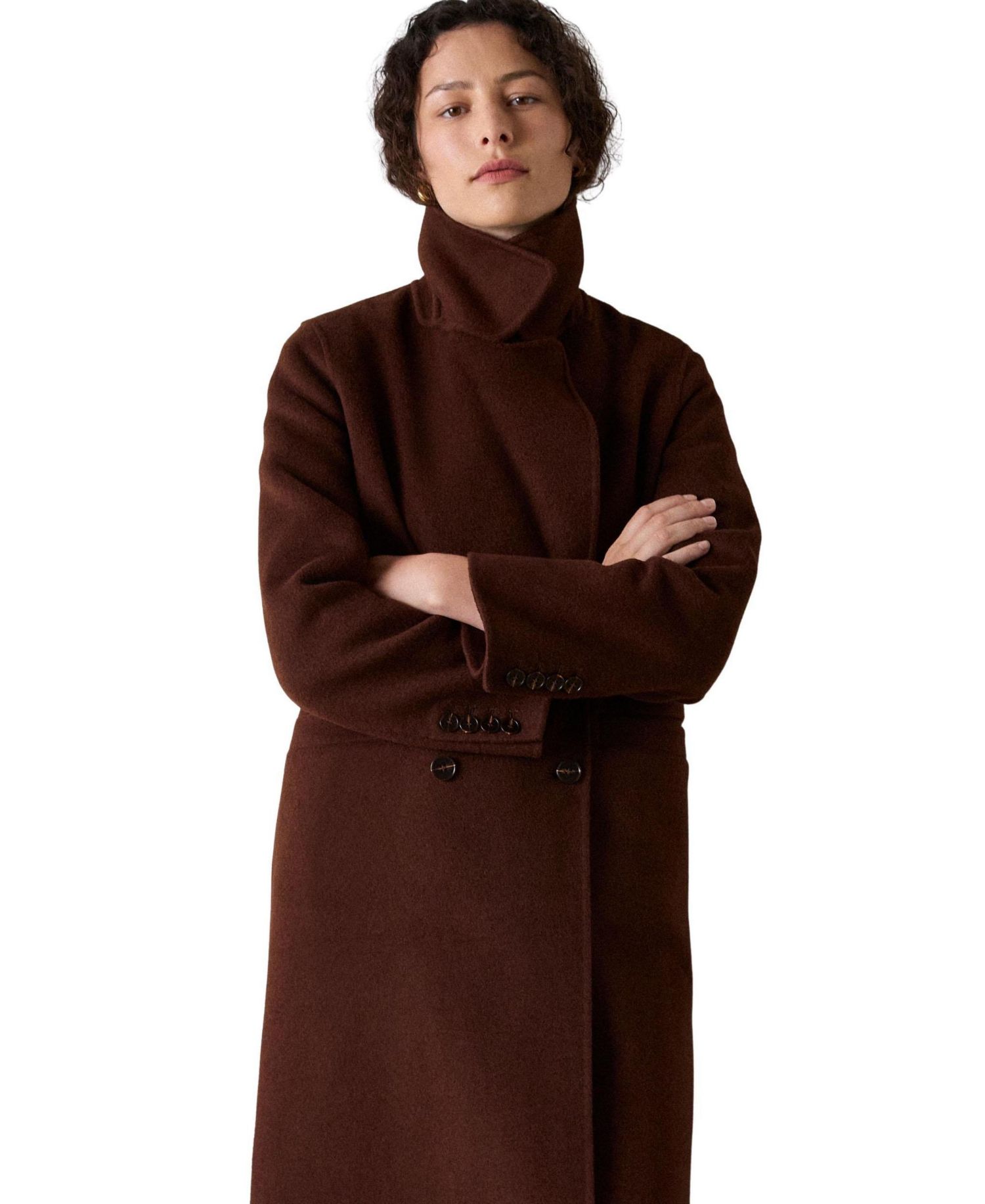 Women's Double-Breasted Midi Relaxed Coat