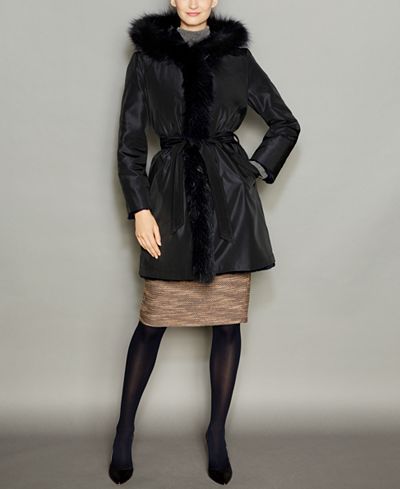The Fur Vault Fox-Fur-Trim Mink Fur Reversible Coat