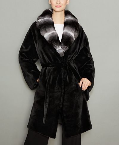 The Fur Vault Chinchilla-Fur-Collar Mink Fur Coat